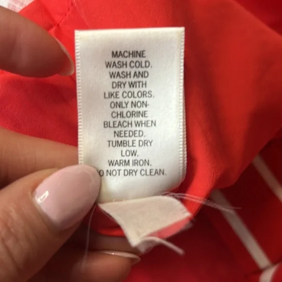 Banana Republic Skirt Back Zip Midi Striped Red, Size 6 - Picture 8 of 8